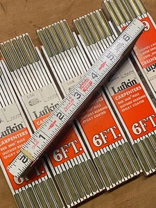 VTG Box of 6 NOS Lufkin 066 Carpenter Wood Red End Folding Rulers 72", Deadstock - Picture 1 of 11