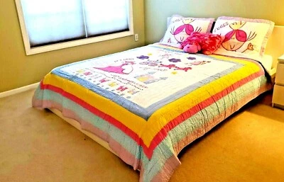 New, colorful PRINCESS AND THE MAGIC CASTLE full/queen cotton Quilt Set - SALE - Image 1 of 4