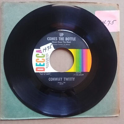 CONWAY TWITTY Up Comes The Bottle 45 7" COUNTRY Vinyl Record Decca Records - Image 1 of 2
