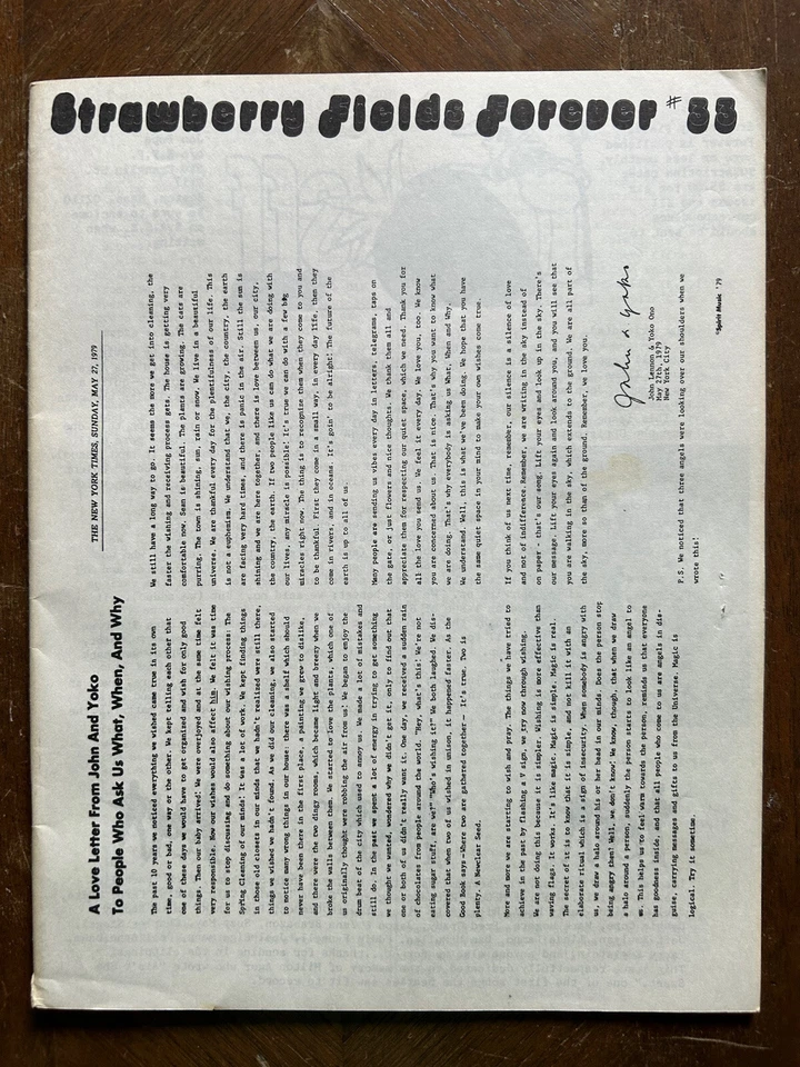 The Beatles Vintage Strawberry Fields Forever Fanzine Newsletter Issue #33 - Image 1 of 1