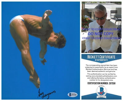 Greg Louganis Driver Firmado EE. UU. Olímpico 8x10 Prueba Fotográfica Beckett Certificado de Autenticidad. Autografiado Foto 1 de 3