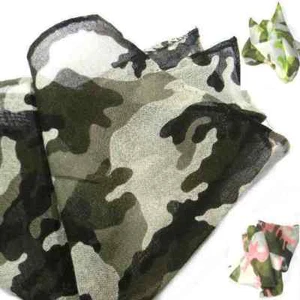 FAZZOLETTO DA TASCHINO CAMOUFLAGE FANTASIA MIMETICA BEIGE VERDE FANGO CELESTE - Picture 1 of 8