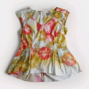 VERONIKA MAINE CUE Size 10 Peplum Blouse Top Corporate City Urban Wear Cotton - Bild 1 von 7