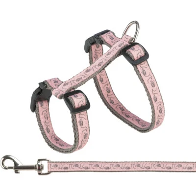 Trixie Katzengeschirr mit Leine grau/rosa 27-45 cm stufenlos verstellbar - Bild 1 von 3
