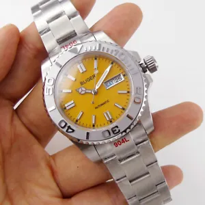 Sapphire Men's Automatic Watch NH36 Day/Date Yellow Dial Ceramic Bezel Oyster - Picture 1 of 7