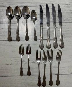 Oneida Morning Blossom Print Stainless Steel Flatware 14 Pieces Discontinued - Picture 1 of 13