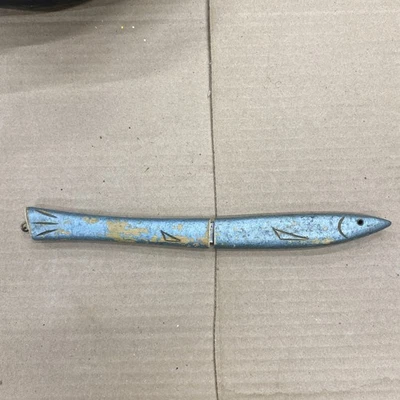 Vintage Hand Carved Floating Fish Knife Serrated Stainless Steel Japan Wood - Image 1 of 4