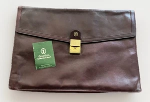GOLD PFEIL Sport W. Germany Vintage Mahogany Leather Briefcase Document Bag - Picture 1 of 20