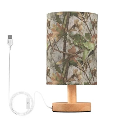 Lámpara de Mesa Bosque Camuflaje Árbol Hojas de Roble Camuflaje Mesita de Noche Lámpara con Madera B... Foto 1 de 4