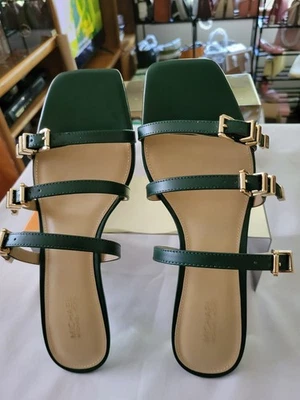 Michael Kors Women's Darrington Kitten Heel Strap Sandals In Bosco Size 7.5 M - Image 1 of 4