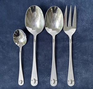Oneida Satin Jupiter 4 Stainless Serving Pcs Tablespoon, Meat Fork, Sugar Butter - Picture 1 of 7