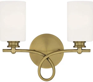 Savoy House 8-530-2-322 Woodbury Vanity, 2-Light 120 Total Watts, Warm Brass - Picture 1 of 1