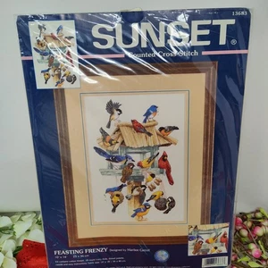Dimensions Cross Stitch Kit Feasting Frenzy 113683 Birds Vintage 2000 Sealed New - Picture 1 of 11
