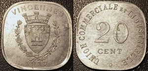 Necessity coinage - Vincennes (94) - 20 Cents 1917 Extremely fine Elijah My - Picture 1 of 1