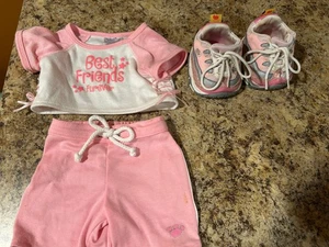 Build A Bear BFFurever Pink Top Shirt Jogging Shorts Sketcher Shoes Cheer Outfit - Picture 1 of 9