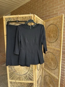 St John Knit Black Shirt Blouse And Skirt Sz 6 Set Office Career Wear Suit Set - Picture 1 of 24