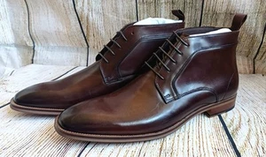 Dune London Dark Brown Mens Lace Up Chukka Boots- Size 12, Glossy, BNIB - Picture 1 of 15