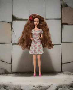 BARBIE DOLL REDHEAD LONG PLUSH HAIR GREEN EYES MIDGE STYLE REDRESS OOAK EUC C162 - Picture 1 of 15