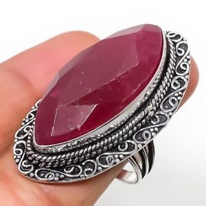 Vintage- Kashmir Red Ruby Gemstone Handmade Gift Jewelry Ring Size 9.5 J977