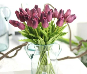 Quality 10/20pcs Artificial Flower Real Touch Tulip Home Wedding Decor/Bouquet - Picture 1 of 17