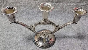 WM Rogers Spring Flowers Silver Plate Candelabra 3 Candle Stick Holder Vintage - Picture 1 of 7
