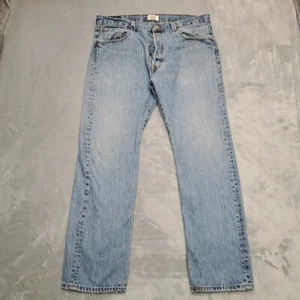 Levis Jeans Mens 38x32 Blue 501 Denim Straight Leg Button Fly Classic Comfort - Picture 1 of 19