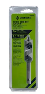 Greenlee 60A-3/4A Quick Connect Auger Bit 3/4" Hole 4-1/2" Long New in Package - Picture 1 of 2