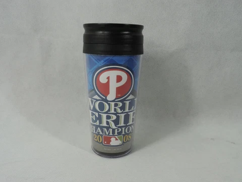 Philadelphia Phillies World Series Champions 2008 Coffee Cup Tumbler Plastic Cover