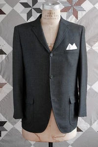 Vtg Early 60s Matthew Poole Black Panama Weave Ivy Style Union-Made Blazer 38R - Picture 1 of 11