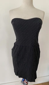 Heart Soul Brand Black Striped Strapless Dress Size 11 Juniors - Picture 1 of 9