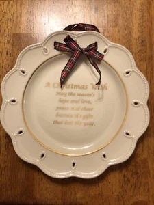 Lenox Deko 8" Hängeteller "A Christmas Wish" Lochkante Hängeband - Bild 1 von 5