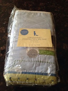 New Pottery Barn Kids Christopher's Construction Truck Cribskirt Crib Bedskirt - Picture 1 of 1