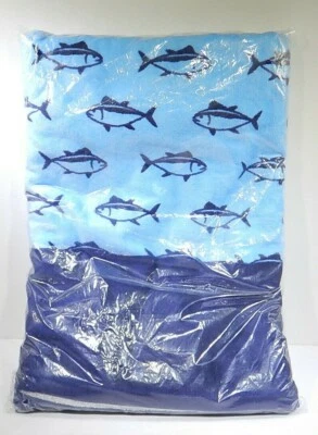 Toalla de playa azul escuela de peces aprox 29" x 16" TF Foto 1 de 4