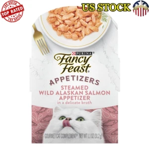 Grain Free Salmon Broth Cat Food Topper Flaked Tender Appetizer 10 Pack New - Picture 1 of 6