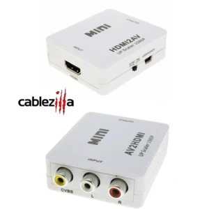 Mini HDMI To RCA Converter Device Mini Composite AV Upscale Adapter 1080P HD AV - Picture 1 of 7
