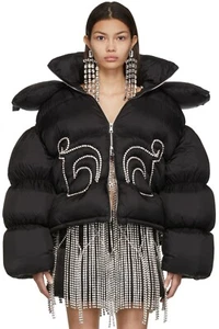 AREA Size L Black Dingyun Zhang Edition Crystal Baroque Puffer Down Jacket $1950 - Picture 1 of 8