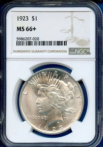 1923 P NGC MS66+ Peace Silver Dollar $1 US Mint Coin 1923-P MS-66+ Blast White - Picture 1 of 3