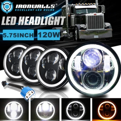 Faros LED 4 piezas 5,75" haz alto DRL ojos de ángel para Peterbilt 359 1981-88 Foto 1 de 4