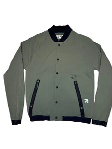 New Balance Bomber Jacket Mens Small Green And Black Snap Button Closure - Picture 1 of 7