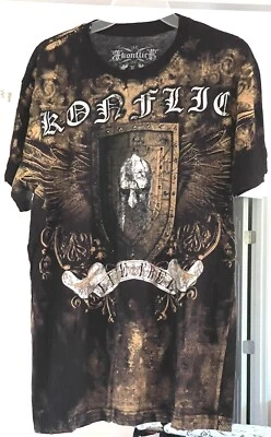 KONFLIC VALHALLA LIVE FREE MEN ALL OVER PRINT MMA BIKER WEAR ROCK N ROLL - Image 1 of 4