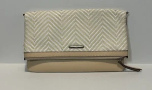 Stella & Dot Waverly Woven Chevron Crossbody Clutch PurseVegan Leather Tan Cream - Picture 1 of 12