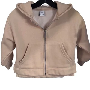 Zara Girls Full Zip Up Cropped Hoodie Ivory / Beige Color Size 7 - Picture 1 of 7