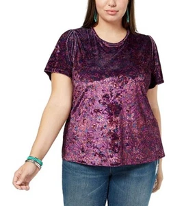 Lucky Brand Damen lila rosa Samt Kurzarm Top Größe 2X - Bild 1 von 2