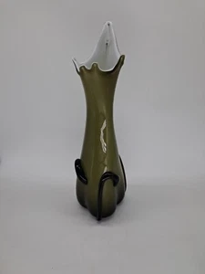 Cristalleria Fratelli Betti Empoli Glass Green Vase With White Interior - Picture 1 of 16
