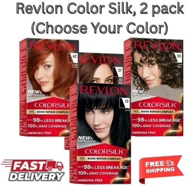 Paquete de 2, color de cabello permanente Revlon ColorSilk (elige tu color) Foto 1 de 4