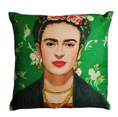 Frida Kahlo Kissen Kissen Leinen Blumen mexikanisches Künstler Design bunt Bezug - Bild 1 von 4