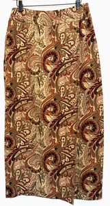 Maxi Falda Peck & Peck Seda Paisley Envolvente Talla 6 Dinero Antiguo Silenciosa Lujo Preppy - Imagen 1 de 11