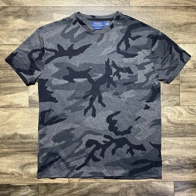 Polo Ralph Lauren Shirt Men's S Black Grey Camo Pocket Short Sleeve Classic Fit - Image 1 of 4