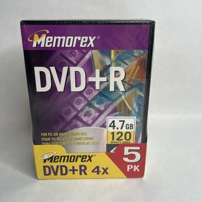 Memorex DVD-R 4x SPEED 4.7GB Capacity 120 Minutes 5 pack Brand New Wrapped - Image 1 of 4