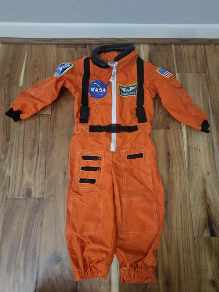 Disfraz de astronauta de la NASA Halloween para niño talla 2-3 naranja vuelo espacial mono Foto 1 de 4